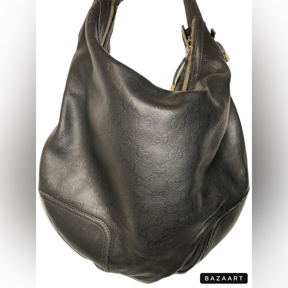 Authentic Vintage Gucci Signature embossed all leather designer hobo bag. B9 - Picture 3 of 16